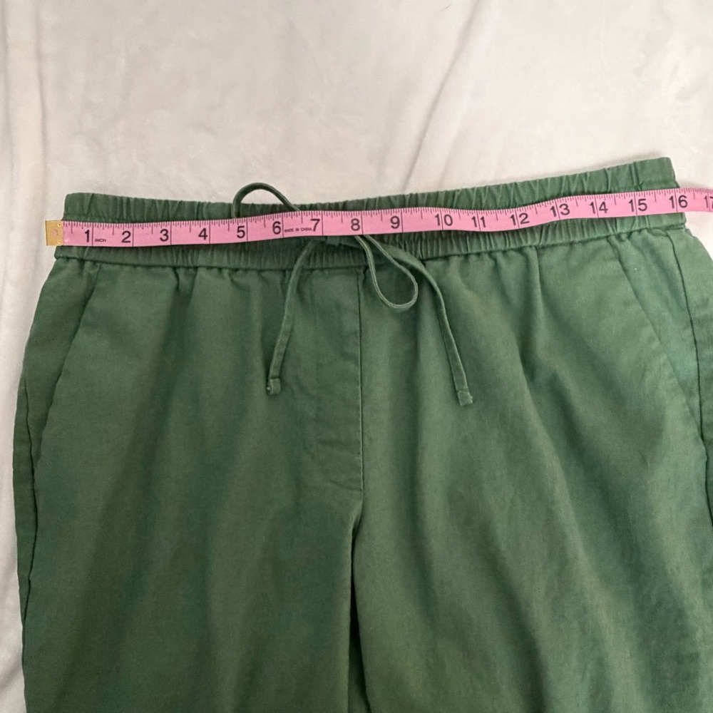 J.Crew Green Linen Cotton Drawstring Pants 12 Spring 2024 Preppy Coastal Casual - Picture 10 of 14